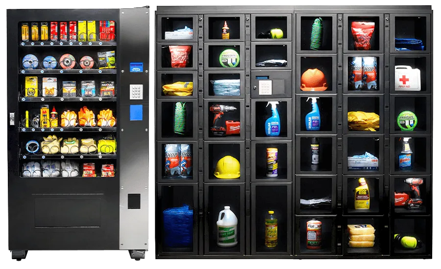MRO and PPE items inside a smart vending machine in Malaysia