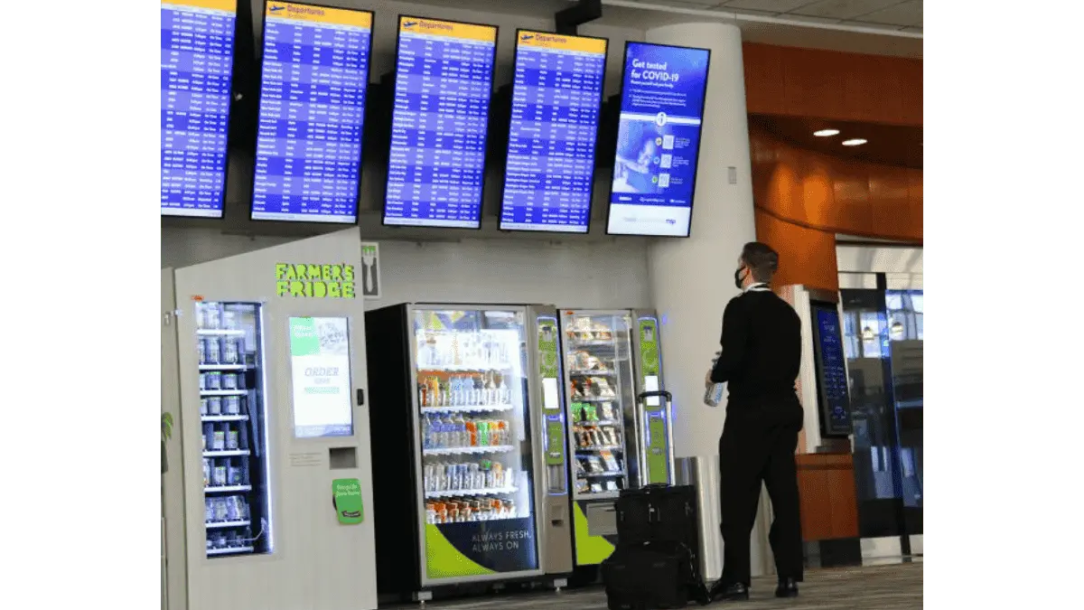 Branded vending machine in airport