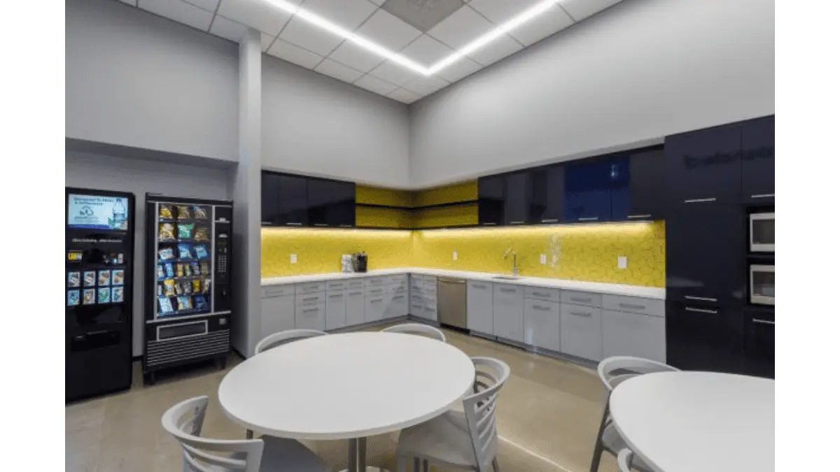 Office pantry with fully stocked vending machine