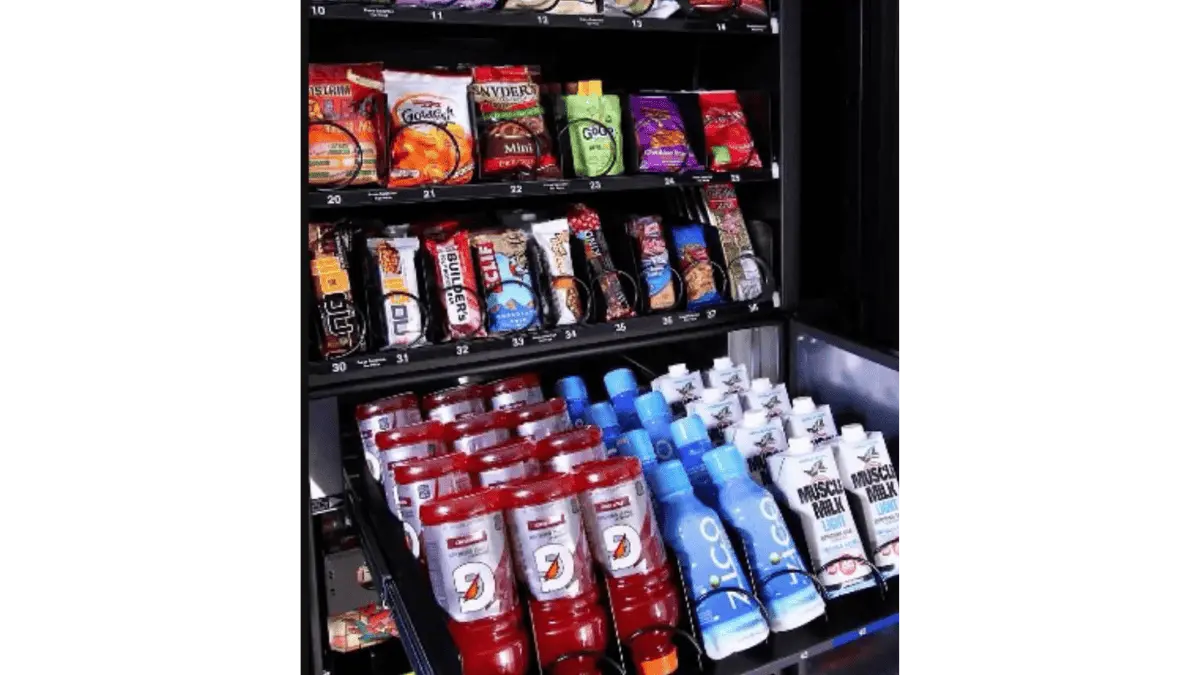 combo vending machine with snacks and drinks