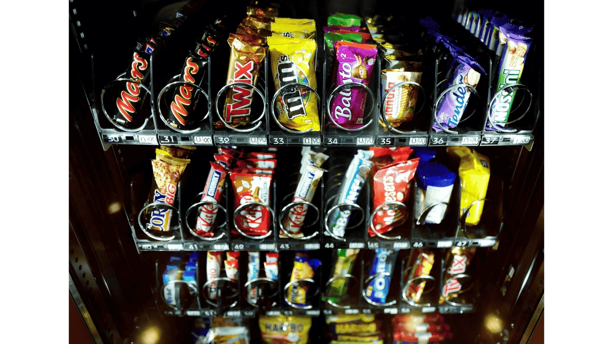 Chocolate bars in vending machine
