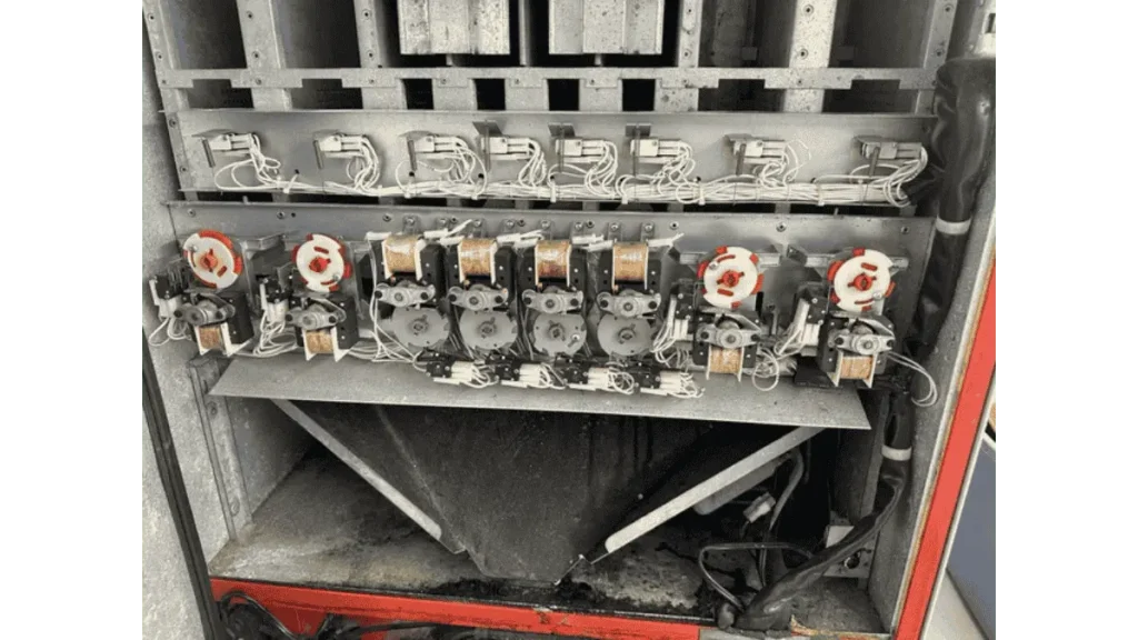 Inside components of a vending machine