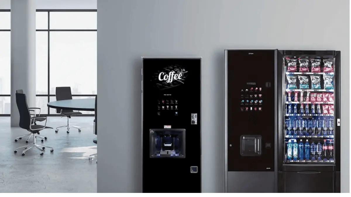 Modern vending machine in an office building