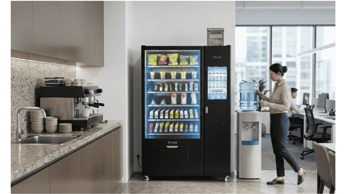 Fully stocked vending machine by Nexus Vend