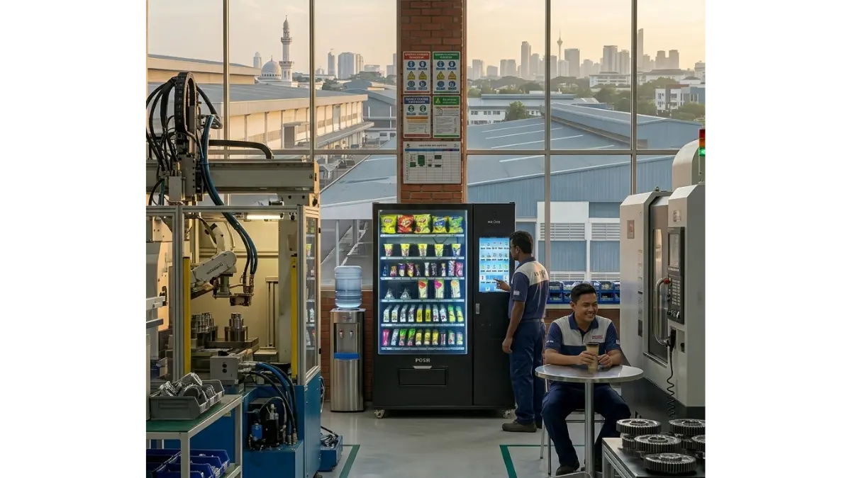 Nexus Vend vending machine placing inside a factory in Malaysia