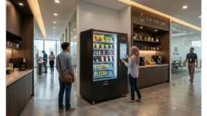 staff purchasing items from vending machine