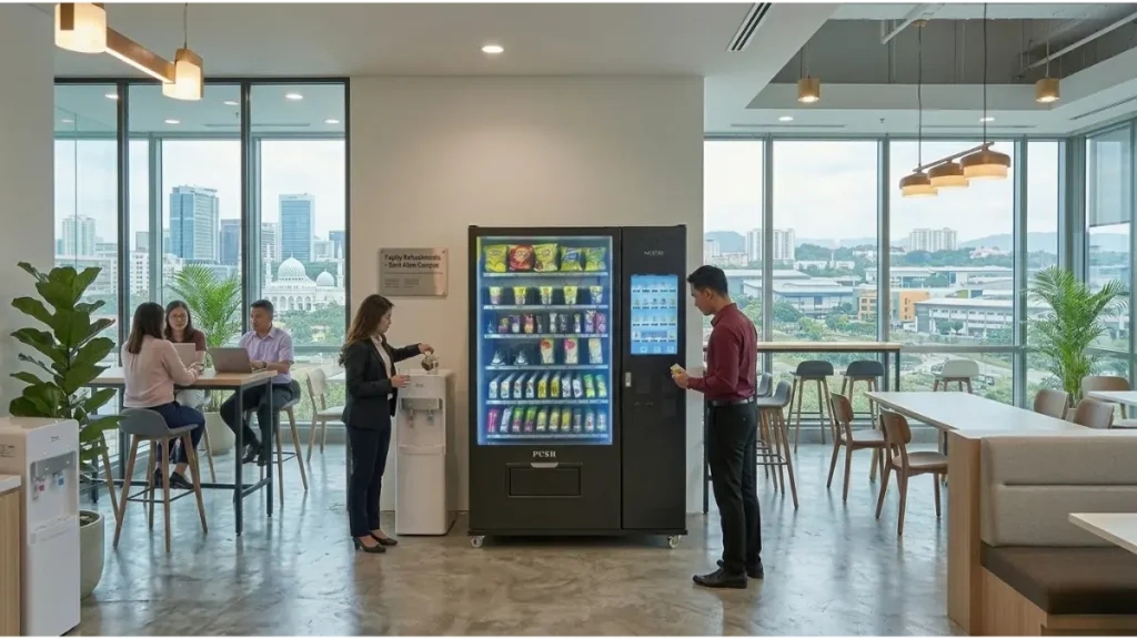 a vending machine in an office pantry